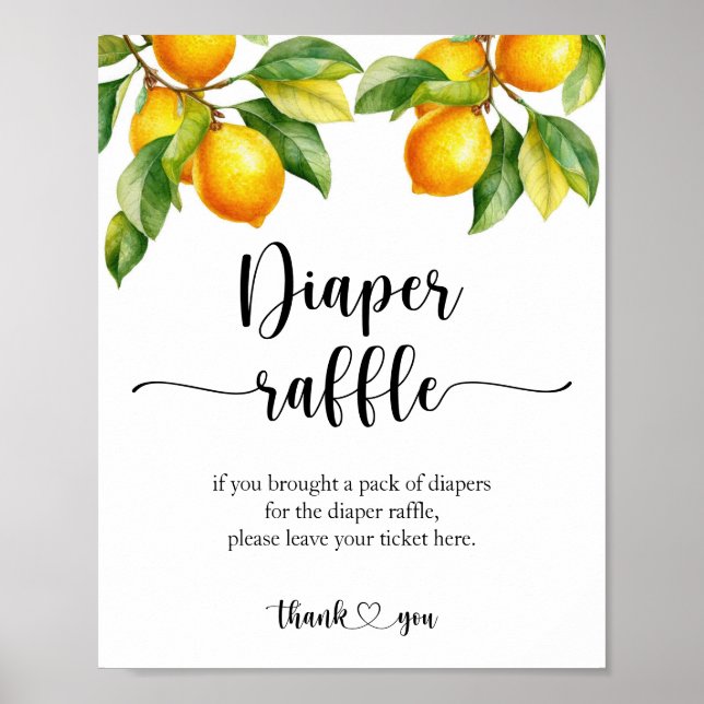 Affiche Signe de Baby shower de citron (Devant)