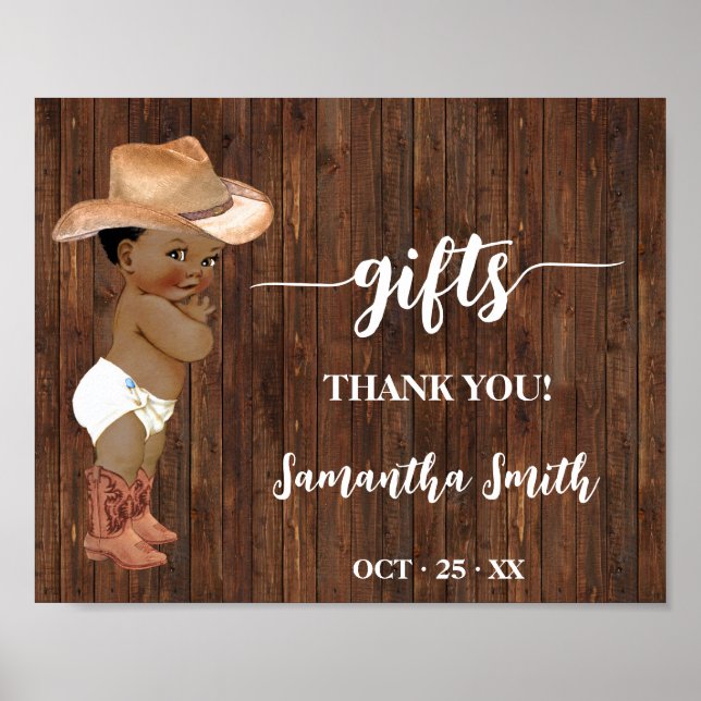 Affiche SIGNE DE Baby shower DE Cowboy DE Western Little A (Devant)