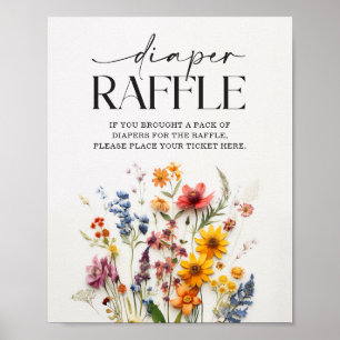 Affiche Signe de Baby shower de Fleur sauvage pressé