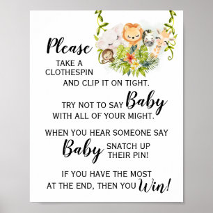 Affiche SIGNE DE Baby shower DE JEU DE Bébé ne dit pas ani