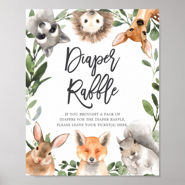 Affiche SIGNE DE Baby shower Déchets de bois Animaux (Devant)