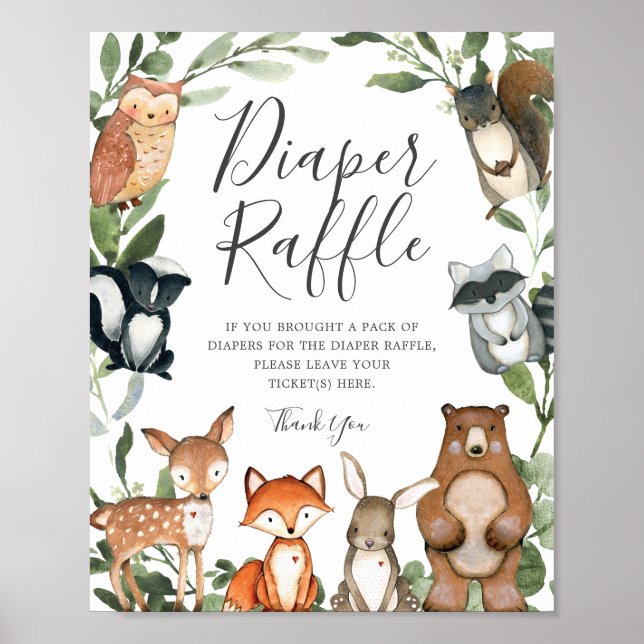 Affiche SIGNE DE Baby shower Déchets de bois Animaux (Devant)