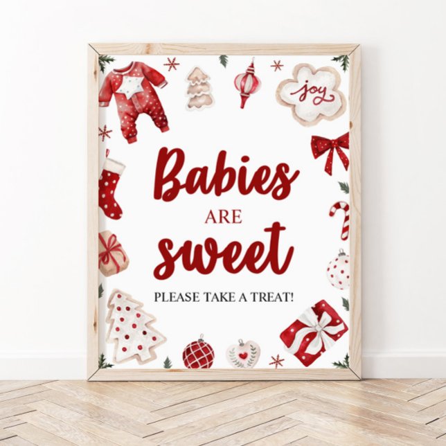 Affiche Signe de Baby shower doux pour Noël d'hiver (Créateur téléchargé)