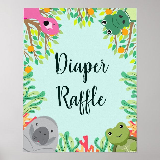 Affiche SIGNE DE Baby shower FANILIEN DES ANIMAUX (Devant)