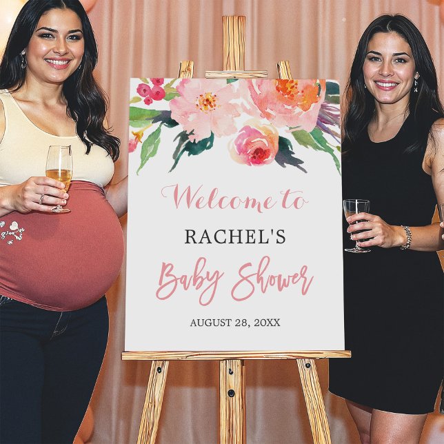 Affiche SIGNE DE Baby shower Floral Aquarelle Whimsical (Créateur téléchargé)