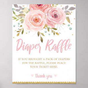 Affiche Signe de Baby shower floral rose pâle