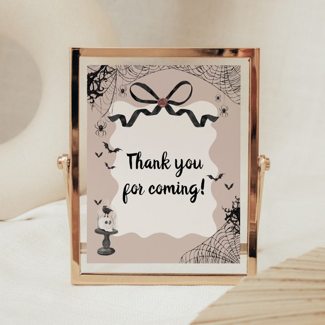 Affiche SIGNE DE Baby shower gothique Petit Boo (Black Bow Little Boo Halloween Gothic Baby Shower Sign)