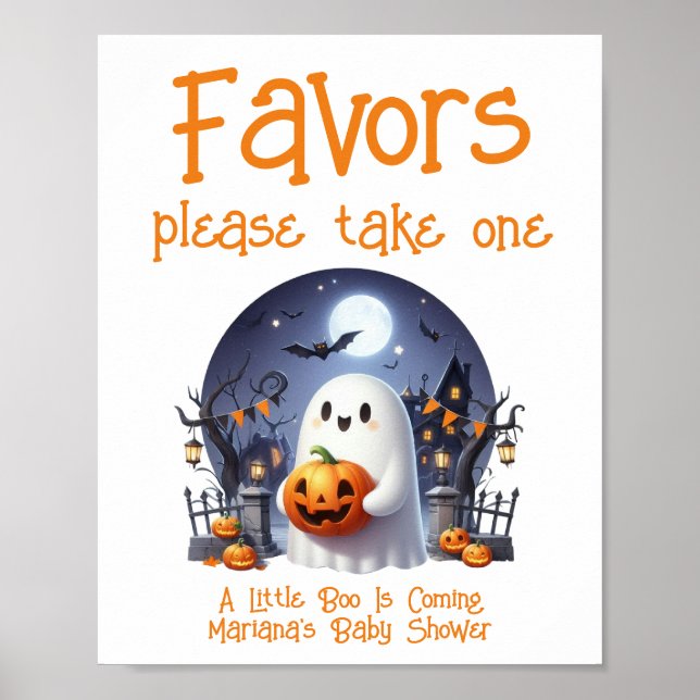 Affiche Signe de Baby shower neutre Little Boo (Devant)