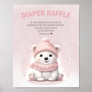 Affiche Signe de Baby shower rose hivernal