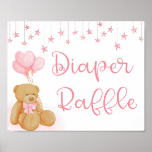 Affiche Signe de Baby shower rose Refus de papier Teddy Be
