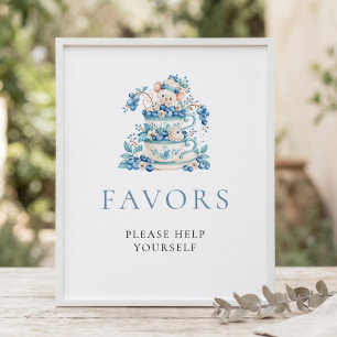 Affiche Signe de Baby Shower Souris Bleuet Berry Sweet Fav