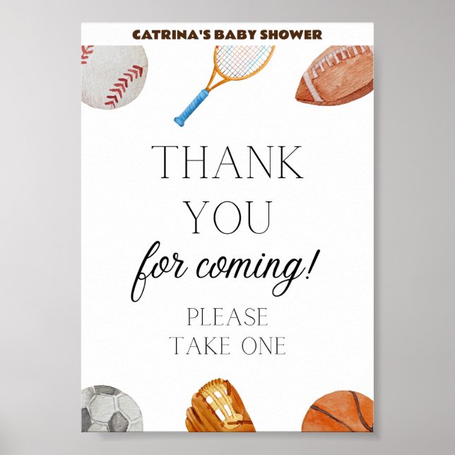 Affiche SIGNE DE Baby shower Sportif Allstar 5x7 (Devant)