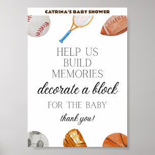 Affiche SIGNE DE Baby shower Sportif Allstar 5x7