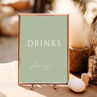 Affiche SIGNE DE Baby shower Vert Sage Whimsical Boissons