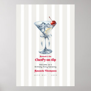Affiche Signe de bienvenue à la fête d'anniversaire Cherry