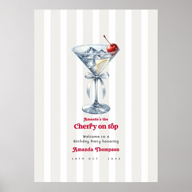 Affiche Signe de bienvenue à la fête d'anniversaire Cherry (Devant)