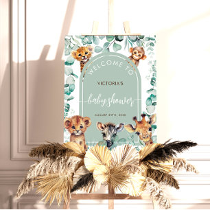 Affiche Signe de bienvenue Baby Shower Boho Chic Animaux d