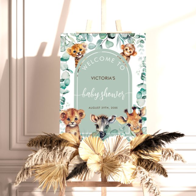 Affiche Signe de bienvenue Baby Shower Boho Chic Animaux d (Créateur téléchargé)