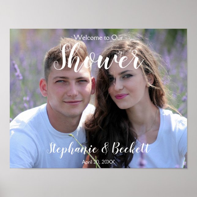 Affiche Signe de Bienvenue dans Notre Douche Photo (Devant)
