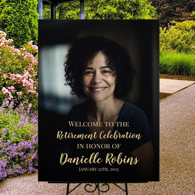 Affiche Signe de bienvenue de la fête de retraite avec pho (Créateur téléchargé)