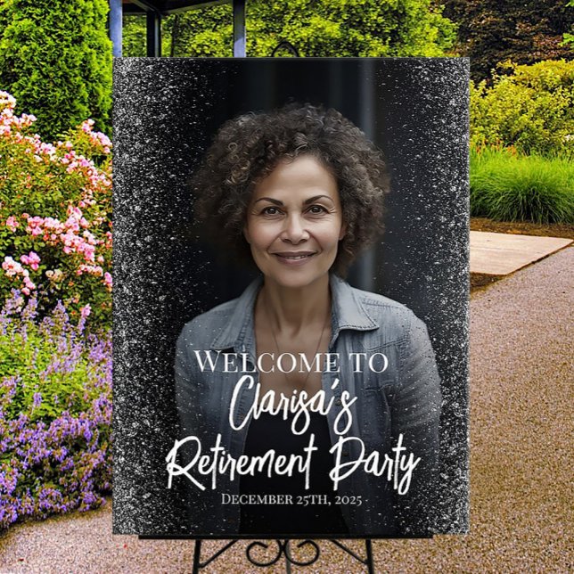 Affiche Signe de bienvenue de la fête de retraite avec pho (Créateur téléchargé)