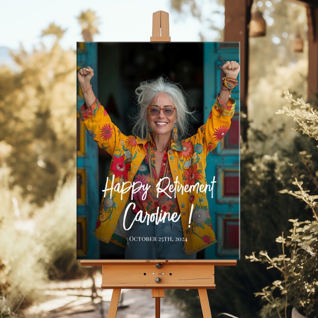 Affiche Signe de bienvenue de la fête de retraite avec pho (Créateur téléchargé)