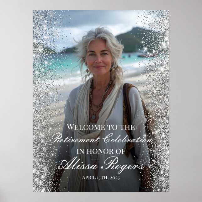 Affiche Signe de bienvenue de la fête de retraite avec pho (Devant)