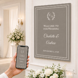 Affiche Signe de bienvenue de mariage élégant avec monogra