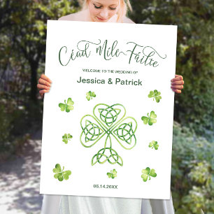 Affiche Signe de bienvenue de mariage irlandais Cead Mile