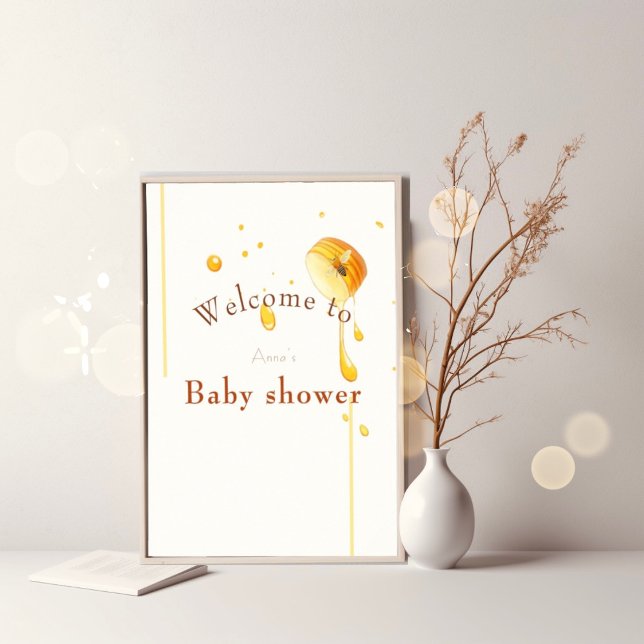 Affiche signe de bienvenue du baby shower des abeilles (Créateur téléchargé)