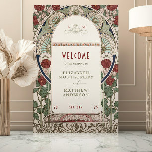 Affiche Signe de bienvenue en or de Bourgogne Art nouveau 