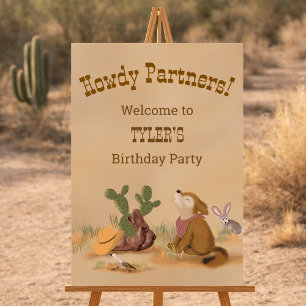 Affiche Signe de bienvenue Howdy Partners Wild West