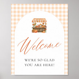 Affiche Signe de bienvenue Orange Frais du Marché d'Automn