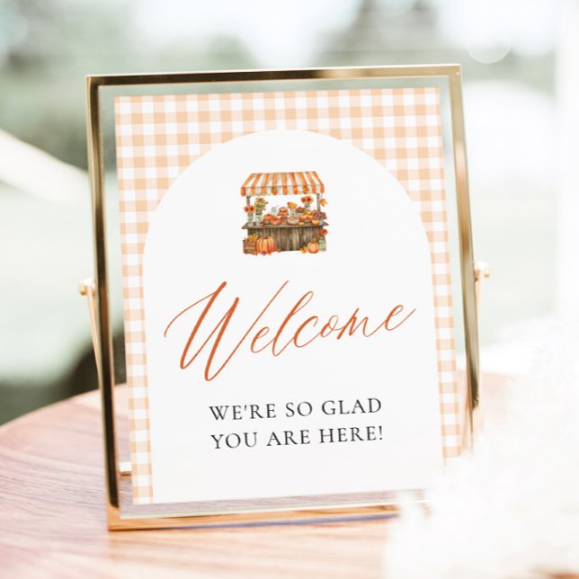 Affiche Signe de bienvenue Orange Frais du Marché d'Automn (Fall Orange Fresh Off The Market Welcome Sign)