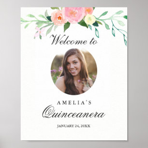 Affiche Signe de bienvenue Photo Quinceanera Botanique