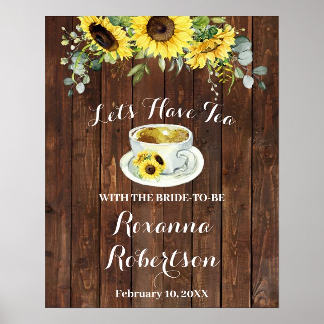 Affiche Signe de bienvenue pour Baby Shower aux tournesols (Devant)