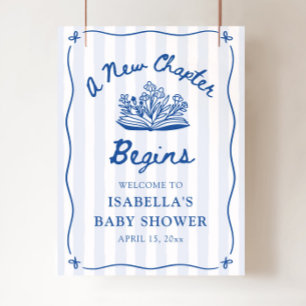 Affiche Signe de bienvenue pour Baby Shower Bleu Un Nouvea
