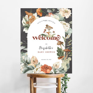 Affiche Signe de bienvenue pour Baby Shower Champignon F