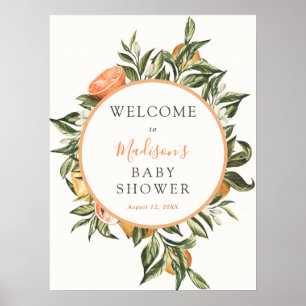 Affiche Signe de bienvenue pour Baby Shower Citrus Main Sq