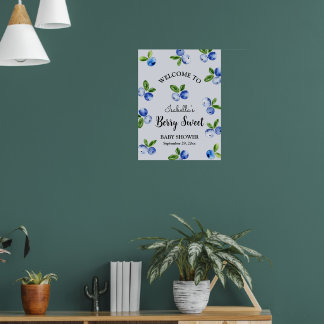 Affiche Signe de bienvenue pour Baby Shower Garçon Bleuet