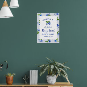 Affiche Signe de bienvenue pour Baby Shower Garçon Fleur d