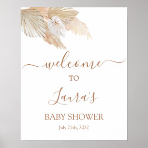 Affiche Signe de bienvenue pour baby shower Herbe des Pamp