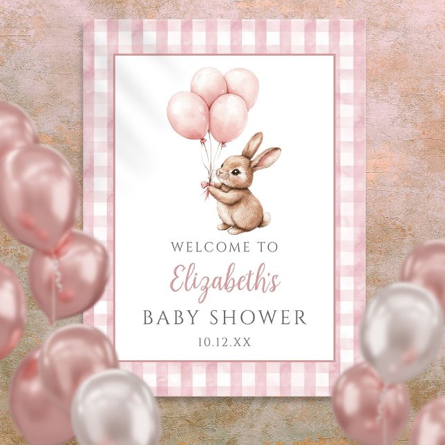 Affiche Signe de bienvenue pour Baby Shower Little Bunny P (Little Bunny Pink Baby Shower Welcome Sign)