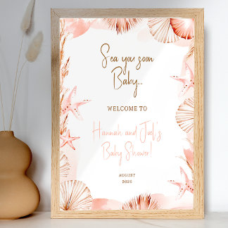 Affiche Signe de bienvenue pour Baby Shower Sea You Soon s