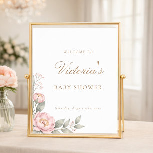 Affiche Signe de bienvenue pour Baby Shower Simple Élégant