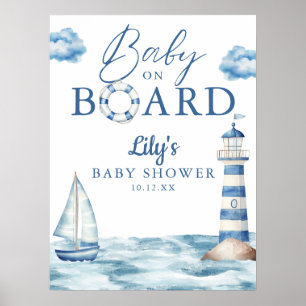 Affiche Signe de bienvenue pour Baby Shower Thème Marin