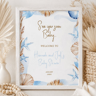 Affiche Signe de bienvenue pour la baby shower Sea You Soo