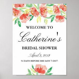 Affiche Signe de bienvenue pour la douche de mariée avec f