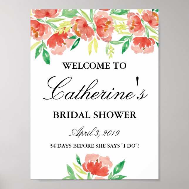 Affiche Signe de bienvenue pour la douche de mariée avec f (Devant)