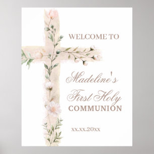 Affiche signe de bienvenue pour la première communion à cr